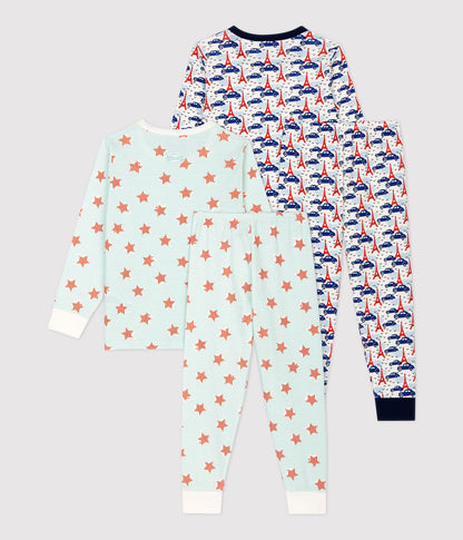 男童藏青色印花棉睡衣套装 (2件)