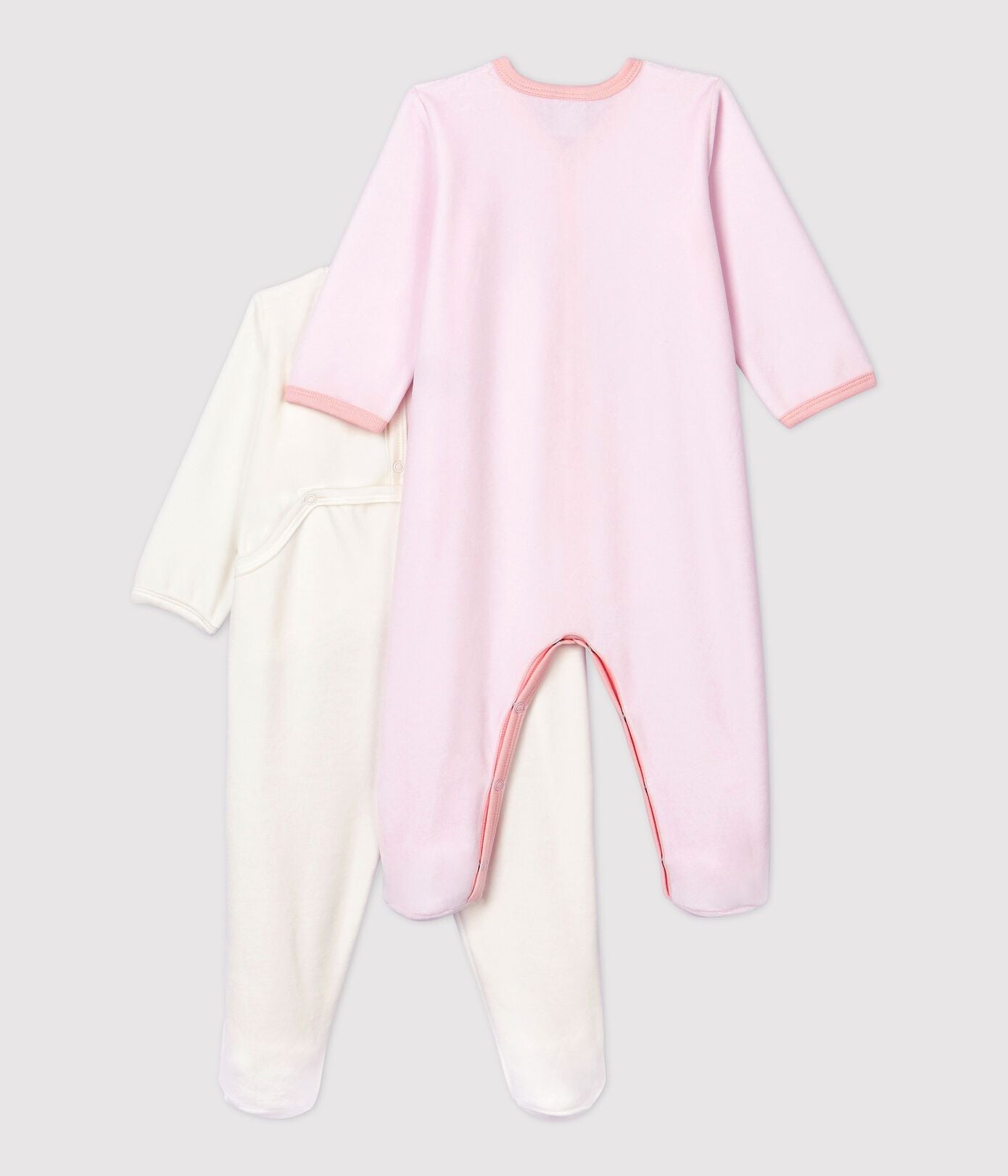 女婴粉色&白色棉连体衣套装 (2件)