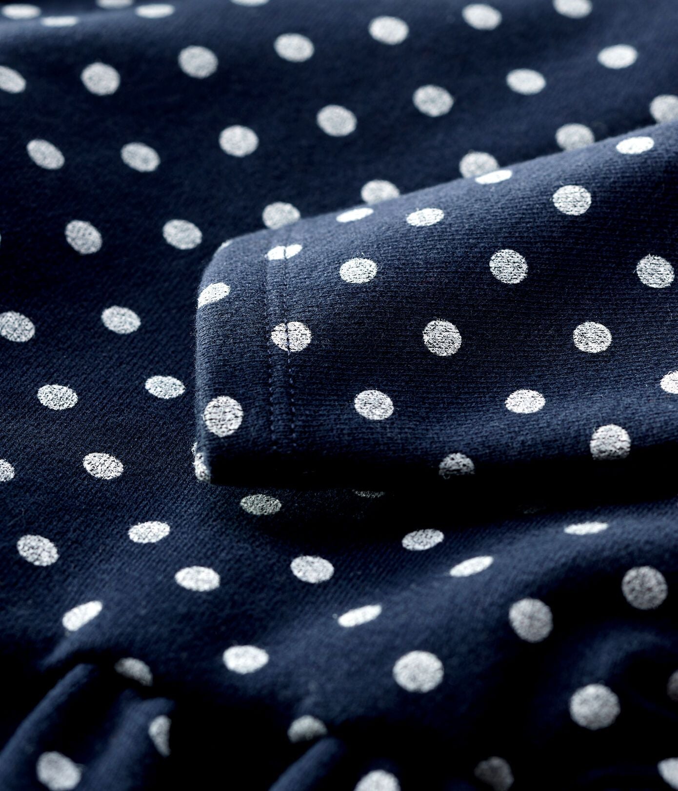 女婴藏青色圆点棉连衣裙