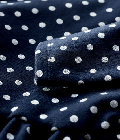 女婴藏青色圆点棉连衣裙