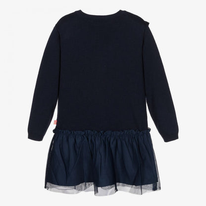 女童藏青色蝴蝶结连衣裙