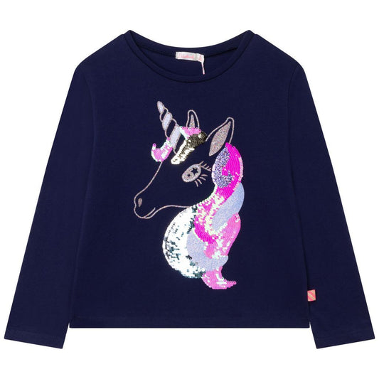 女童藏青色棉T恤