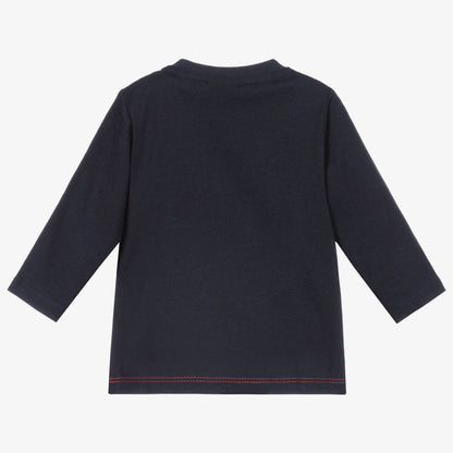 男婴蓝色Logo棉T恤