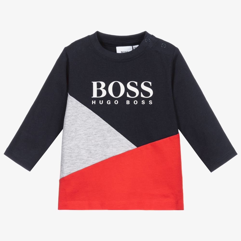 男婴蓝色Logo棉T恤