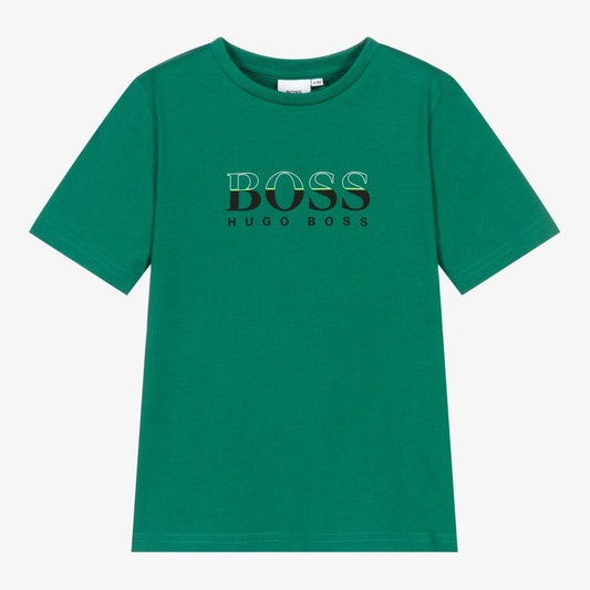 男童绿色Logo棉T恤