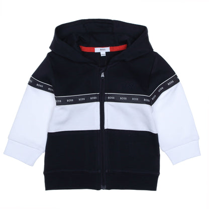 男婴藏青色Logo棉套装