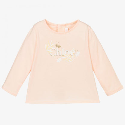 婴儿淡粉色Logo棉上衣