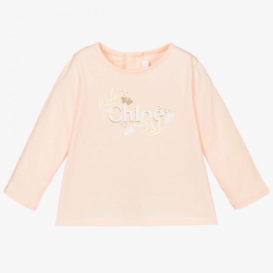 婴儿淡粉色Logo棉上衣