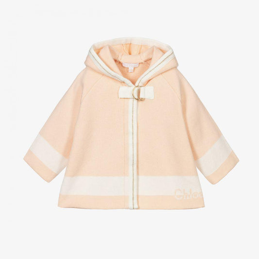 女婴淡粉色连帽外套