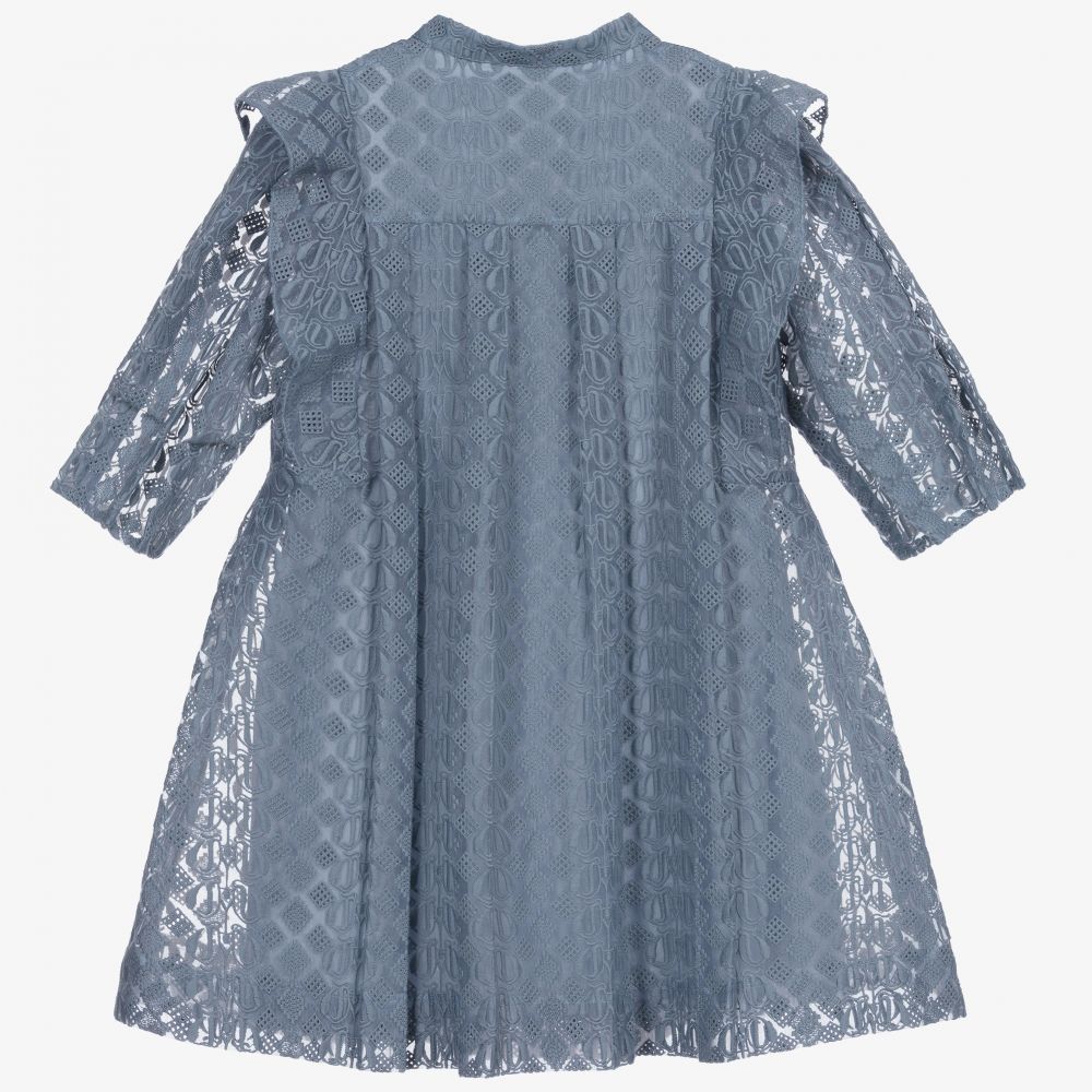 女童蓝色欧根纱连衣裙