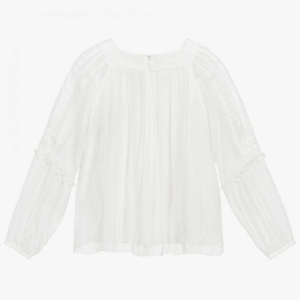Girls White Silk Blouse