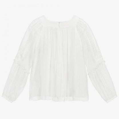 Girls White Silk Blouse