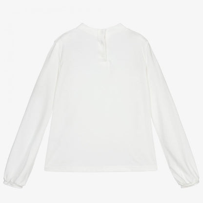 女童白色刺绣碎花上衣