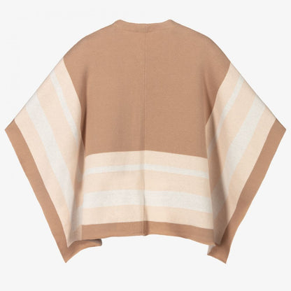 女童米色&粉色针织斗篷