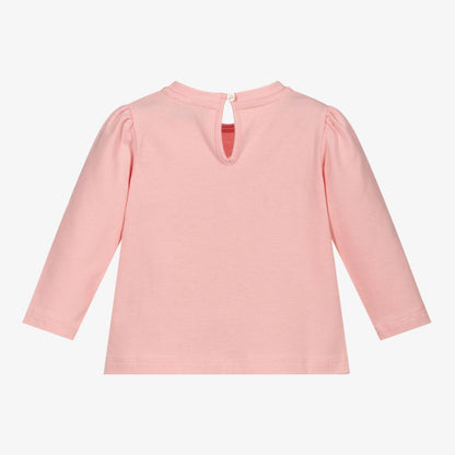 女婴粉色Logo棉T恤