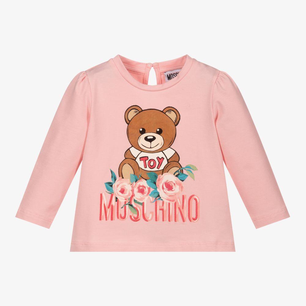 女婴粉色Logo棉T恤