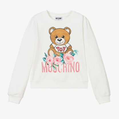 女童白色Logo棉卫衣