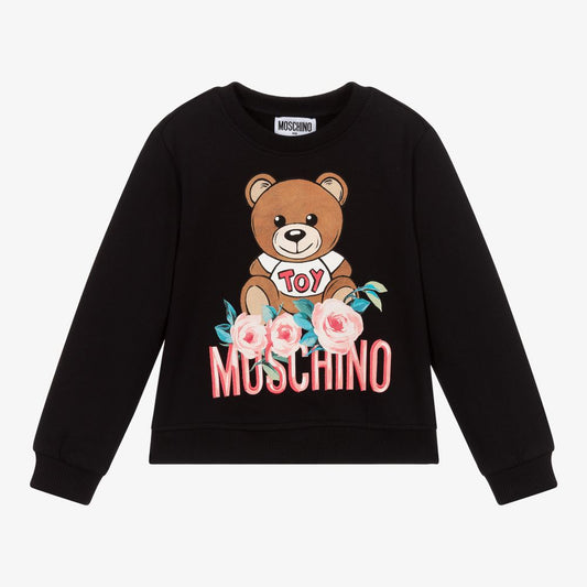 女童黑色Logo棉卫衣