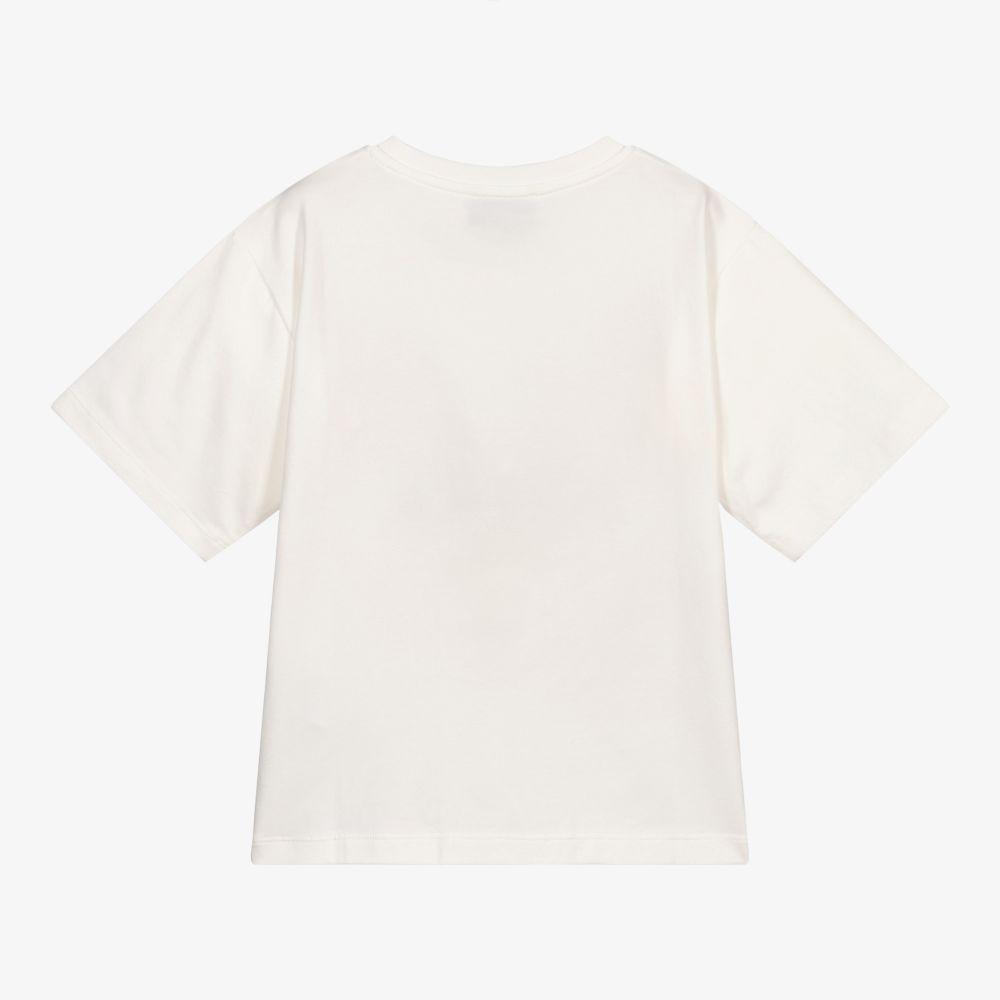 女童白色印花棉T恤