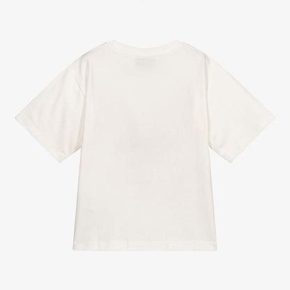 女童白色印花棉T恤