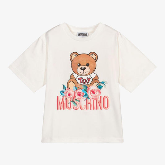 女童白色印花棉T恤