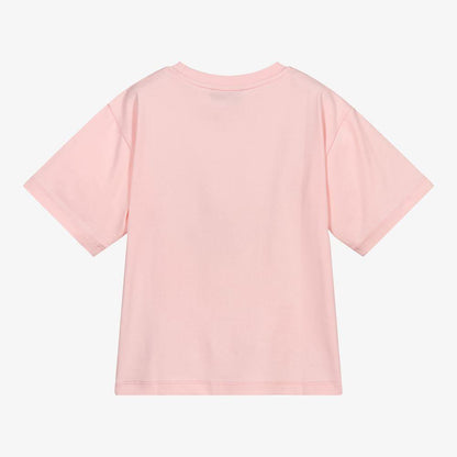 女童粉色印花棉T恤