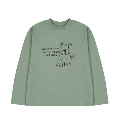 儿童绿色印花棉T恤