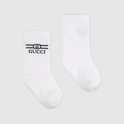 Boys & Girls White Logo Cotton Socks