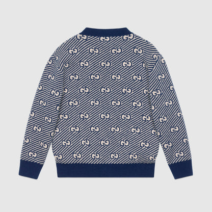 Boys Blue GG Logo Wool Cardigan