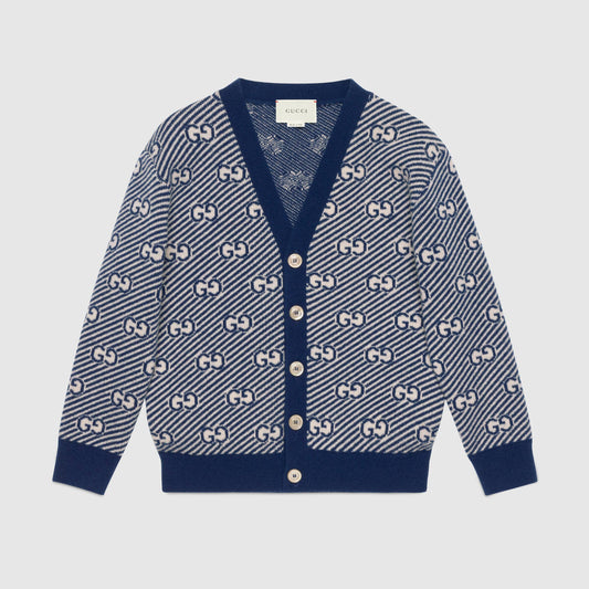 Boys Blue GG Logo Wool Cardigan