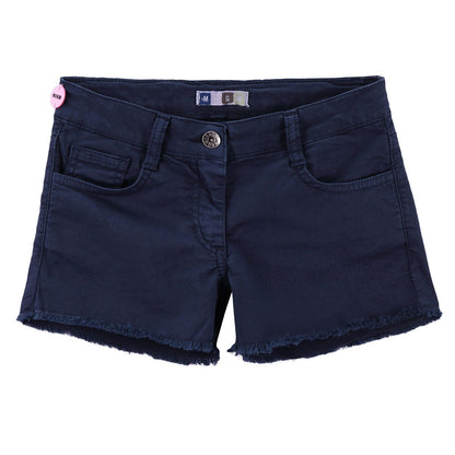 Girls Blue Cotton Gabardine Short