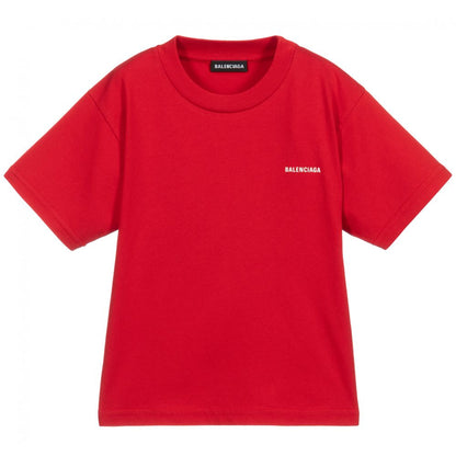 Boys & Girls Red Logo Cotton T-Shirt