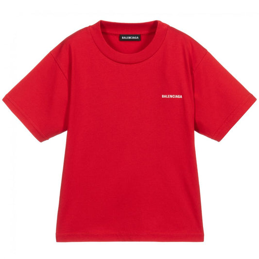 Boys & Girls Red Logo Cotton T-Shirt
