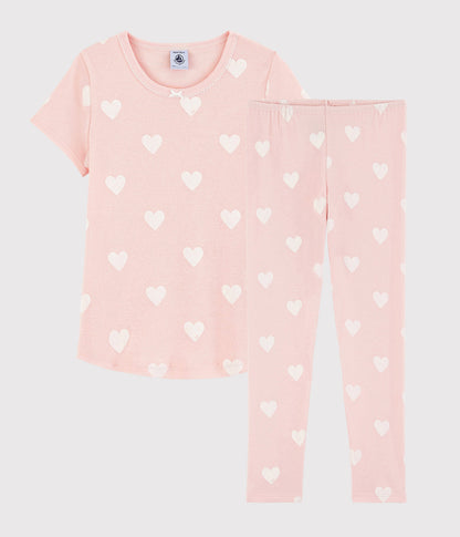 Girls Pink Heart Cotton Nightwear Set
