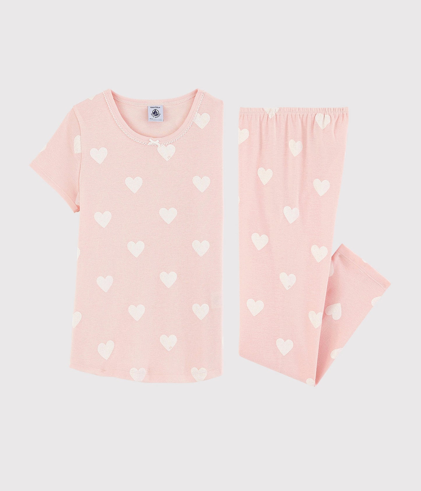 Girls Pink Heart Cotton Nightwear Set