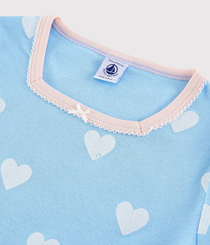 Girls Blue Heart Cotton Nightwear