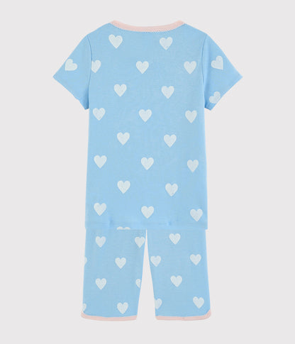Girls Blue Heart Cotton Nightwear