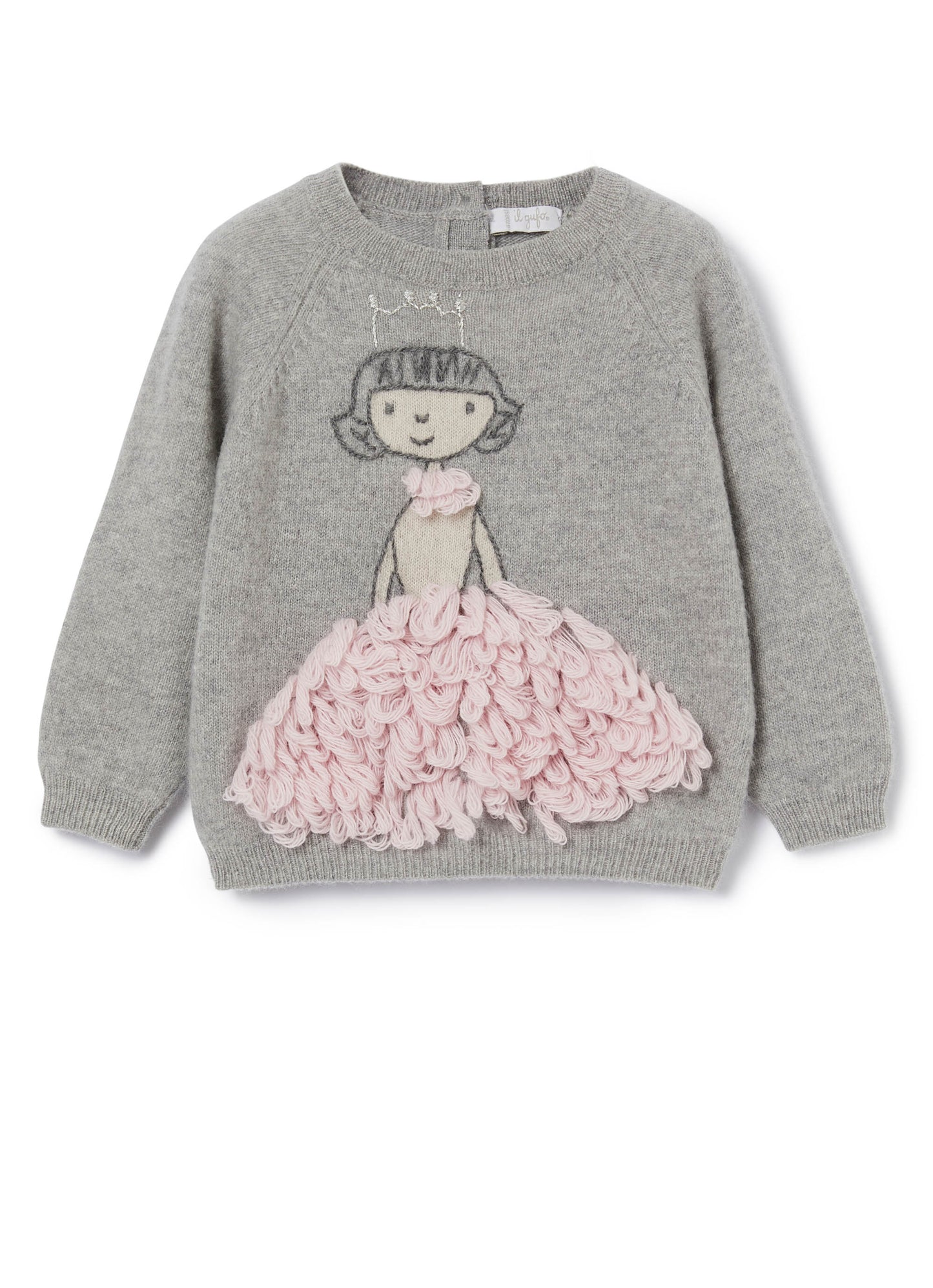 Girls Cloud Grey Virgin Wool Sweater