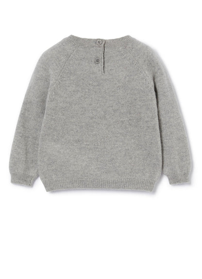 Girls Cloud Grey Virgin Wool Sweater