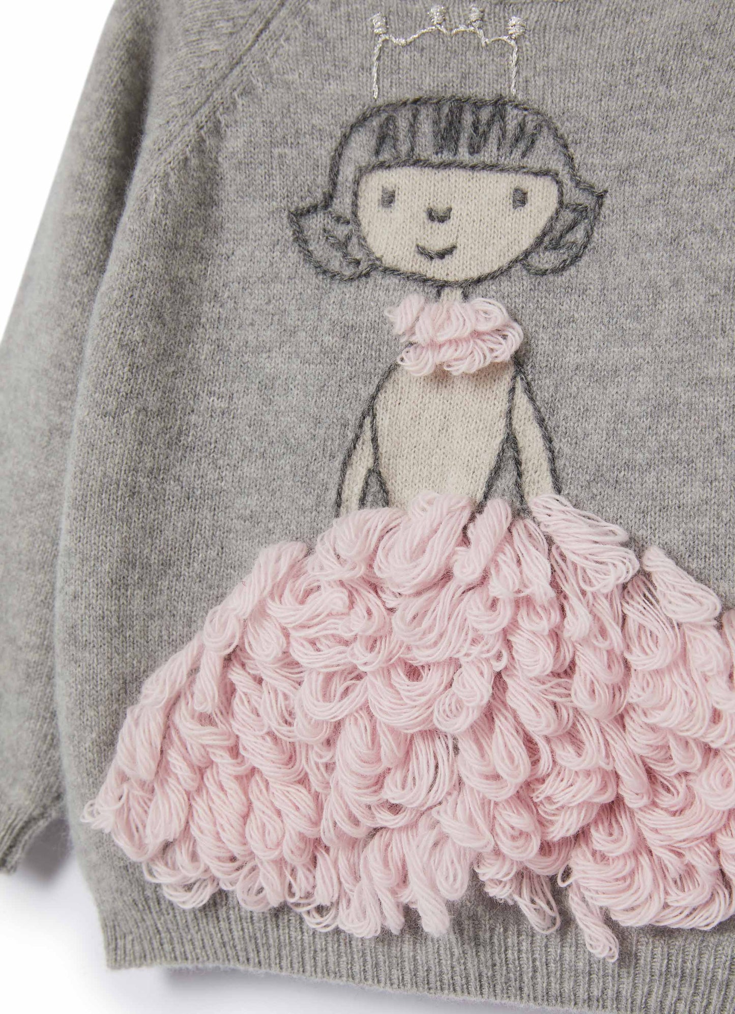 Girls Cloud Grey Virgin Wool Sweater