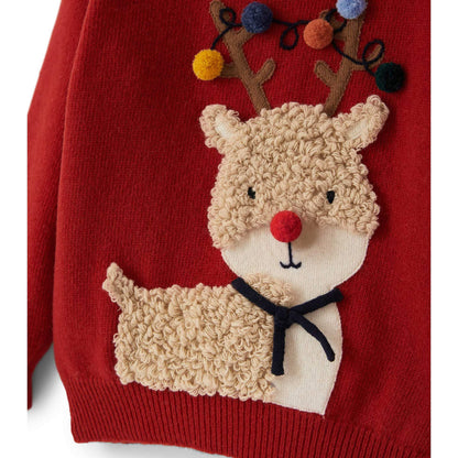 女童红色羊毛毛衣