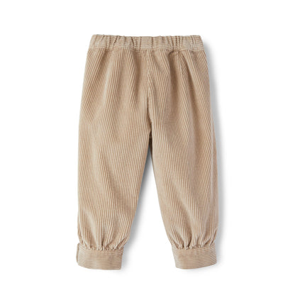 女童米色丝绒长裤