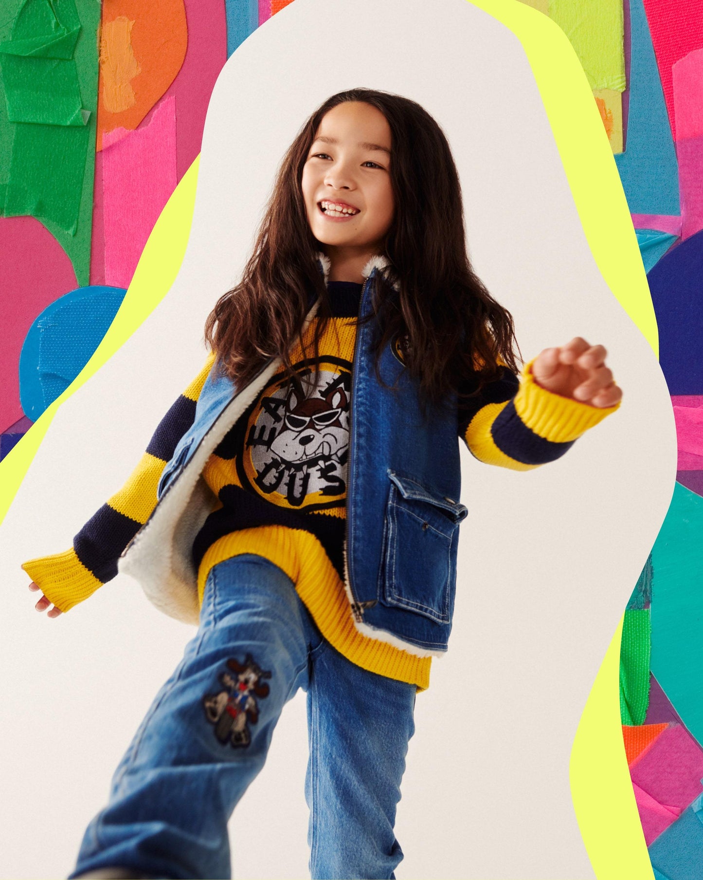 男童蓝色牛仔马甲