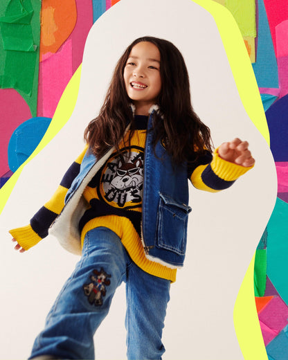 男童蓝色牛仔马甲