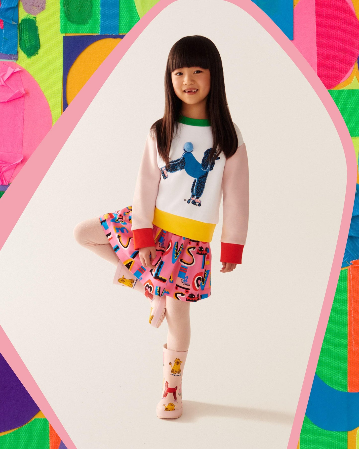 女童白色印花棉卫衣