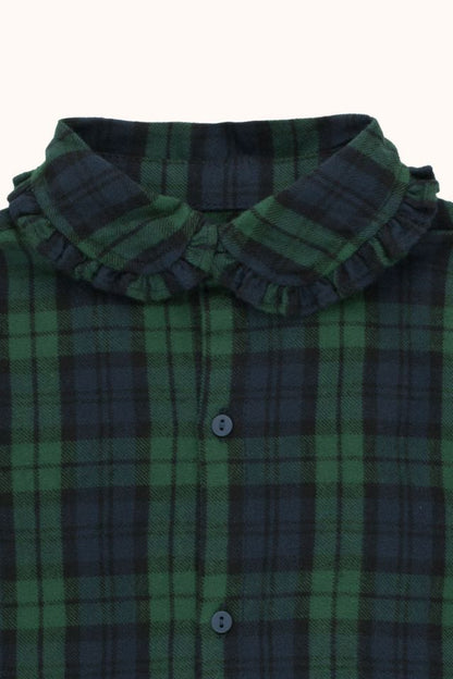 Girls Dark Green Check Shirt
