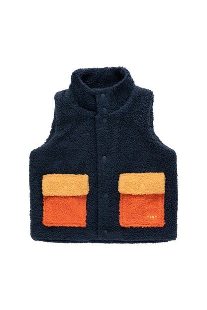 Boys & Girls Navy Color Block Sherpa Vest