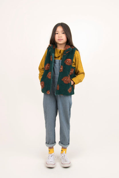 Boys & Girls Dark Green Dog Sherpa Vest