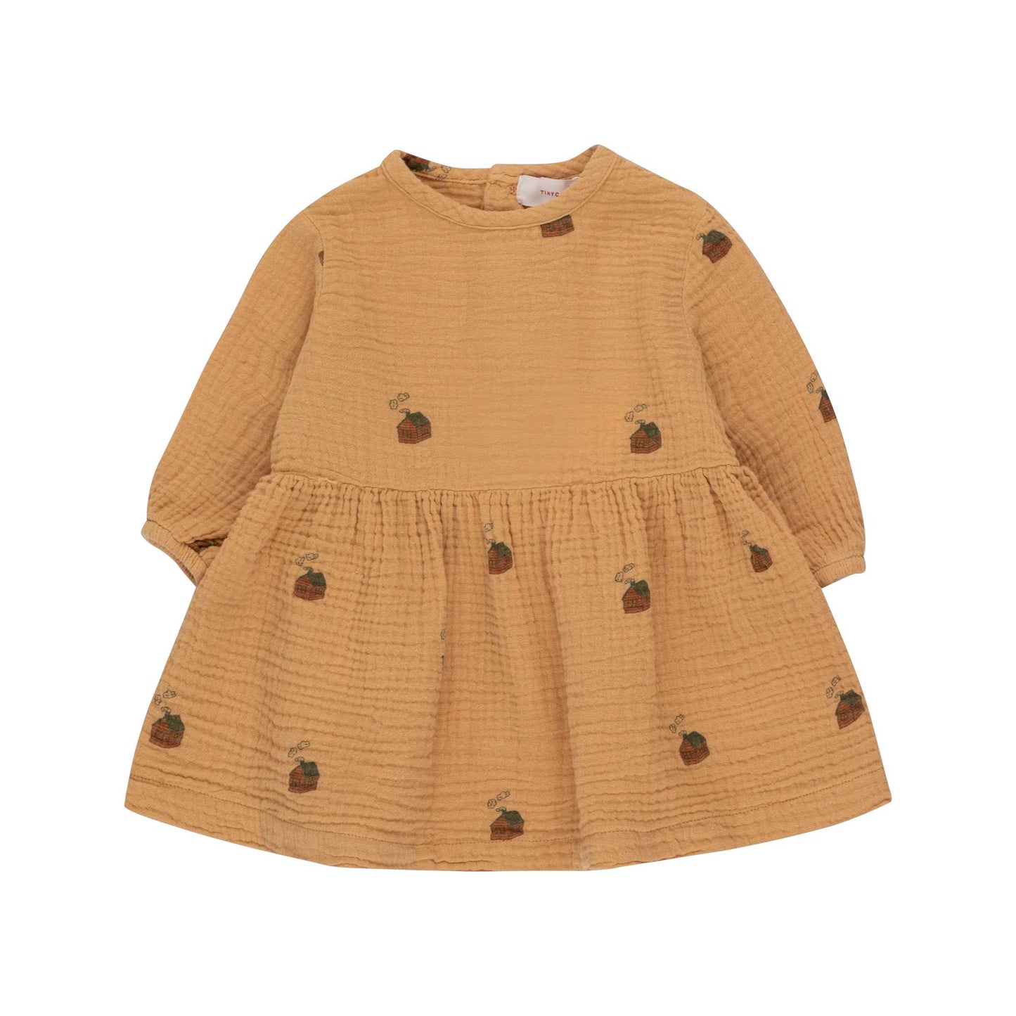 女婴棕色印花棉连衣裙