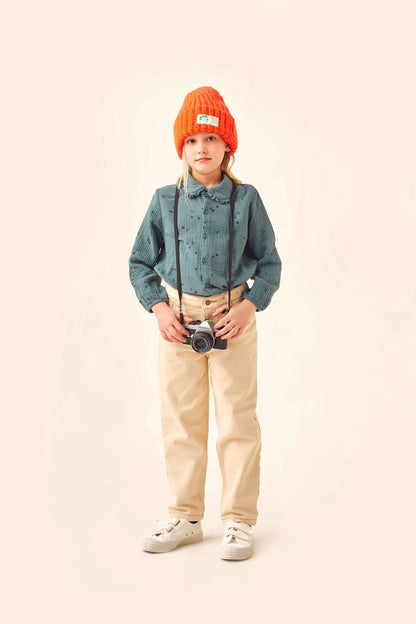 儿童白色棉长裤